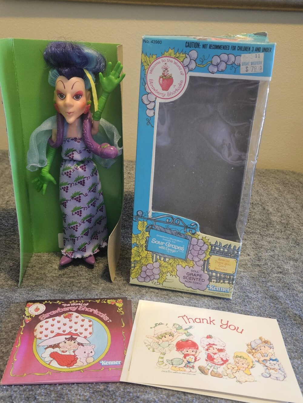 Vintage 1995 Kenner Strawberry Shortcake villian Sour Grapes with Dregs.